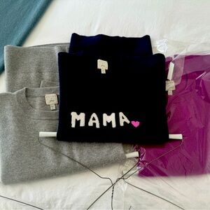 3 J crew hatch maternity cashmere sweaters size M-L grey, purple & navy